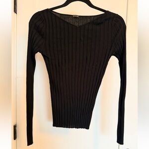 RACHEL COMEY Black Ribbed Long Sleeve Top